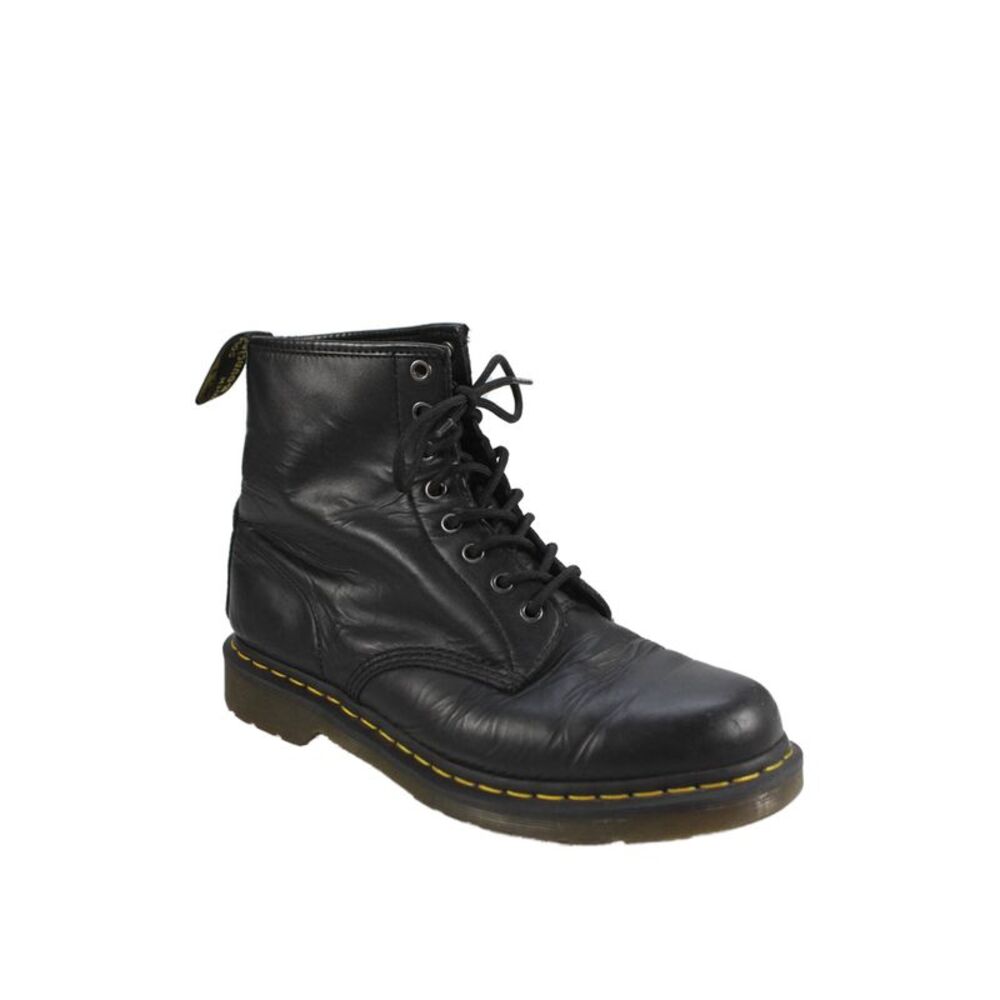 Dr. Martens Womens Lace Up Round Toe Leather Combat Boots Black Size 10
